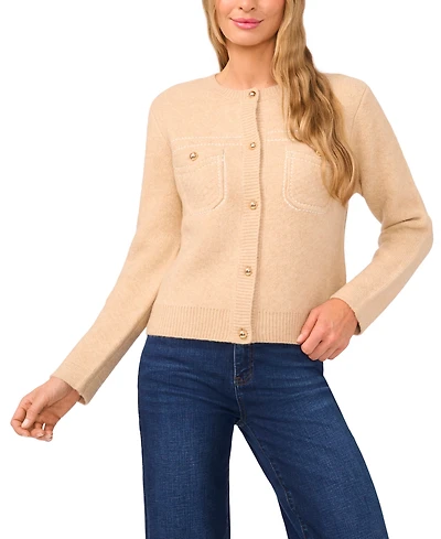 CeCe Women's Long Sleeve Patch Pockets Cardigan
