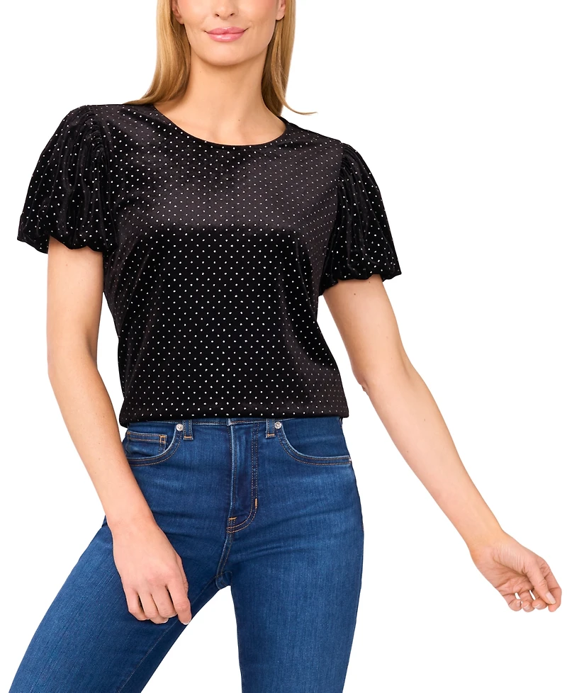 CeCe Women's Bubble Sleeve Knit Top