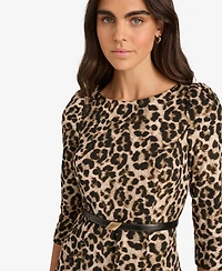 Calvin Klein Women's Belted Animal Midi Dress