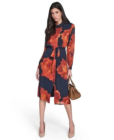 Calvin Klein Women's Printed Midi Shirtdress