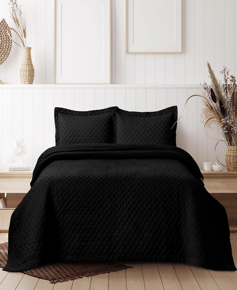 Tribeca Living Brisbane Microfiber Solid Oversized Quilt Set