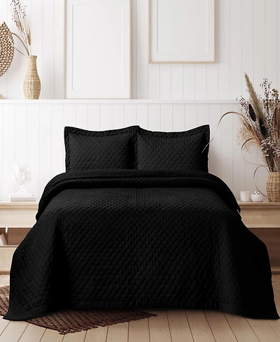 Tribeca Living Brisbane Microfiber Solid Oversized Quilt Set