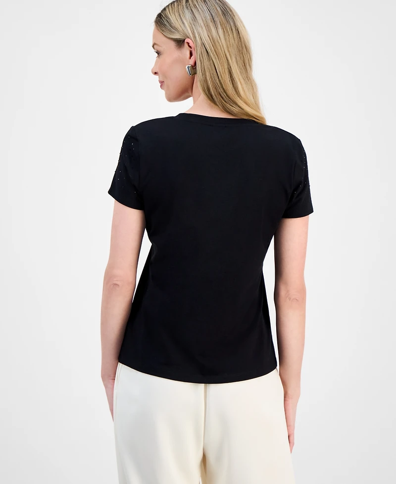 I.n.c. International Concepts Petite Embellished V-Neck T-Shirt, Macy's Exclusive