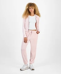 Hippie Rose Juniors' Cable Velour Zip-Up Hoodie