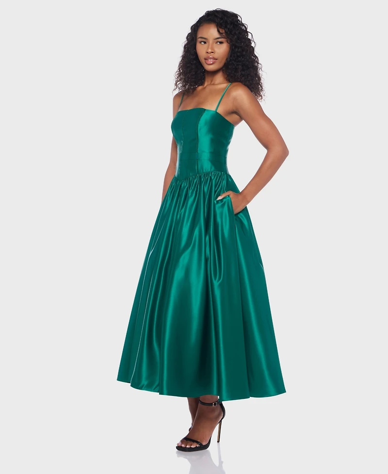 Alex & Sophia Juniors' Satin Corset Fit Flare Dress