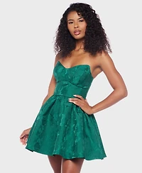 Alex & Sophia Juniors' Strapless Scoop Neck Bustier Dress