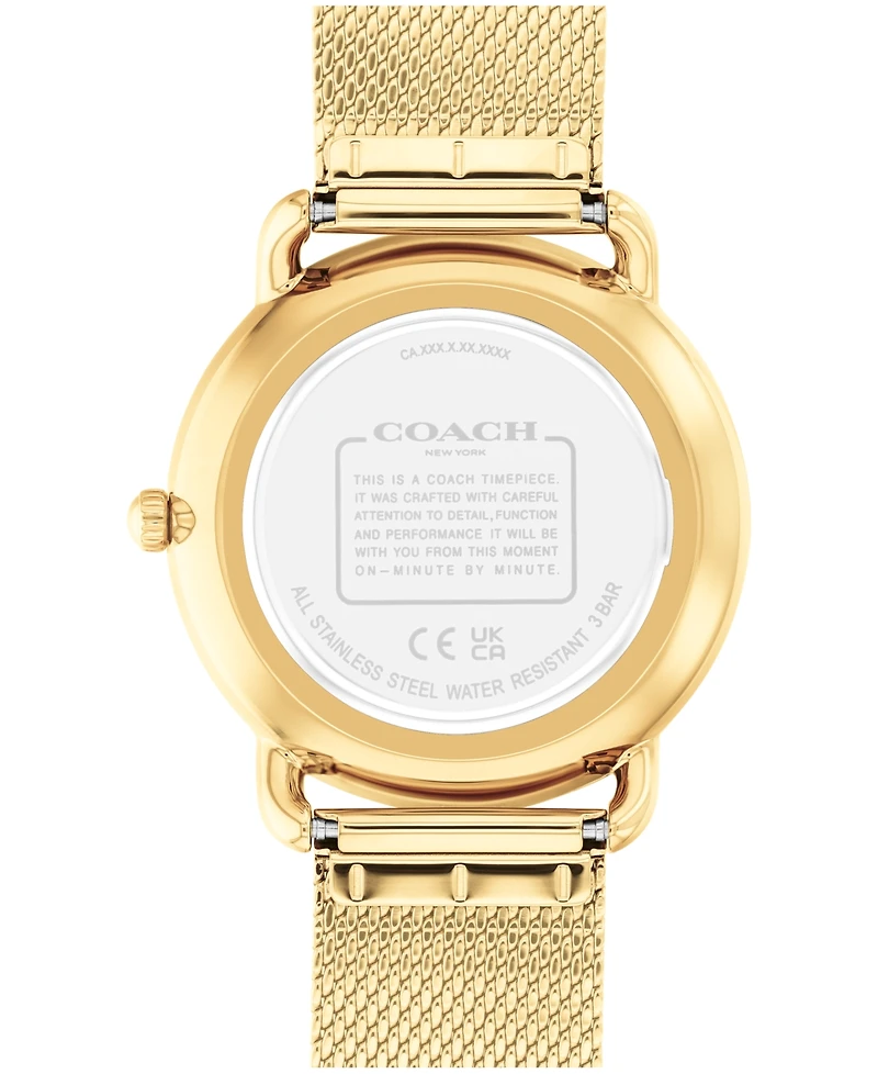 Coach Women's Elliot Gold Tone Stainless Steel Mesh Bracelet Watch, 36mm