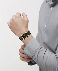 Coach Men's Elliot Black Leather Strap Watch, 32 x 36mm
