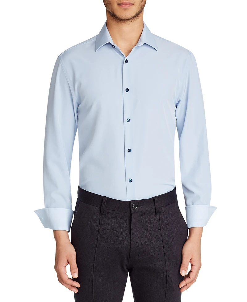 ConStruct Men's Slim-Fit Solid Performance Stretch Cooling Comfort Dress Shirt