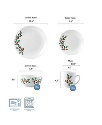 Studio Nova Holly Cheer 16 Pc. Dinnerware Set, Service for 4