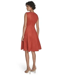 Calvin Klein Petite Scuba Suede Fit and Flare Dress
