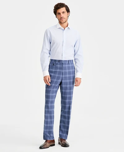 Tayion Collection Men's Classic-Fit Navy Plaid Suit Separates Pants