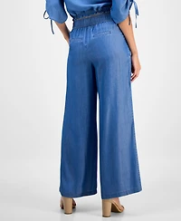 I.n.c. International Concepts Petite High Rise Wide-Leg Chambray Pants, Macy's Exclusive