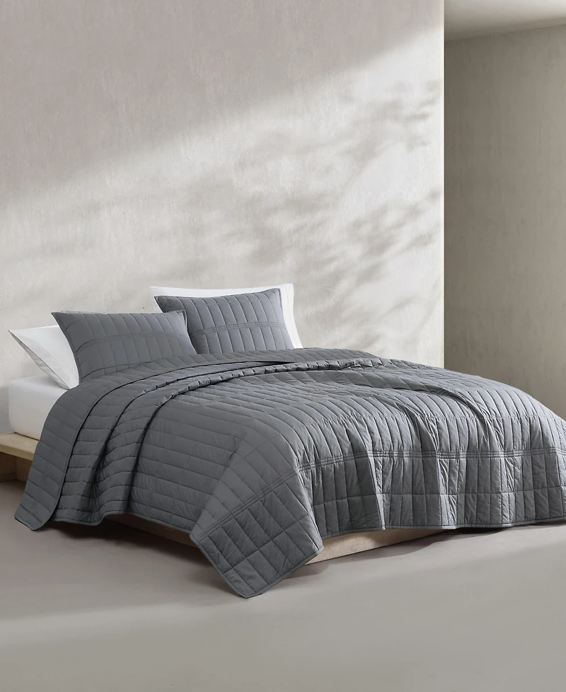 Calvin Klein Washed Percale Solid Cotton 2-Pc. Quilt Set, Twin