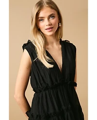 Oasis Women's Tiered Detail V-Neck Mini Dress