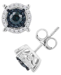 Blue & White Diamond Earrings (1/2 ct. t.w.) in Sterling Silver