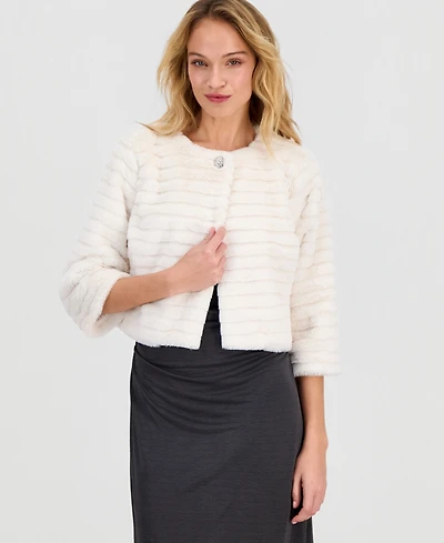Robbie Bee Women's 3/4-Sleeve Faux-Fur Jacket