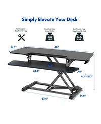 FlexiSpot M7 Series 40"W Manual Adjustable Standing Desk Converter, Black