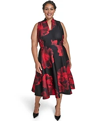 Calvin Klein Plus Floral Print Scuba Dress