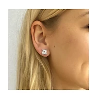 Half Carat Princess Cut Cubic Zirconia Stud Earrings