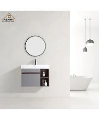 Casainc 30-Inch Wall-Mounted Bathroom Vanity with Quartz Countertop and Double Topmount Sinks