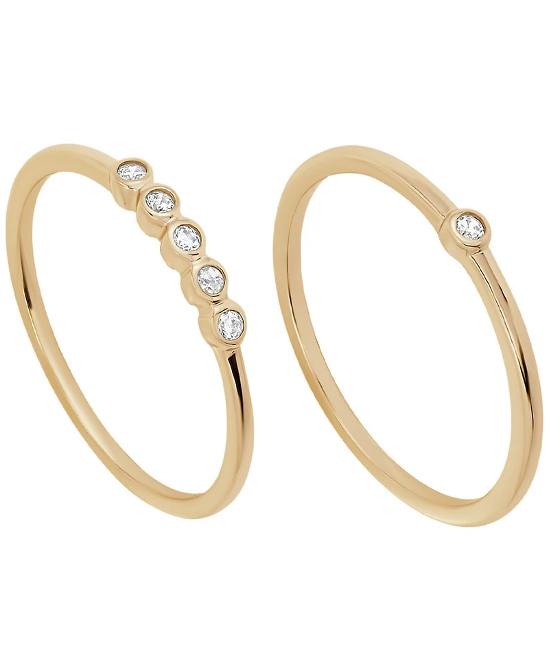 Macy's 2-Piece Cubic Zirconia Stackable Ring Set (0.17 ct. t.w.) in Gold over Sterling Silver