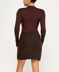 Invitee Juniors' Long-Sleeve Sequin-Skirt Sweater Dress