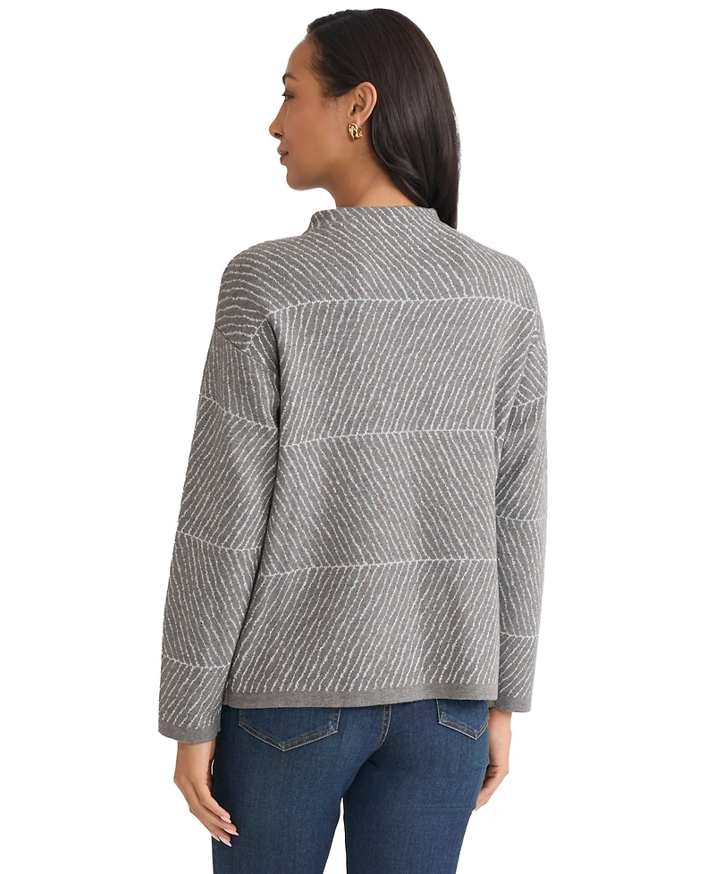 Jones New York Women's Lurex Funnel Mock Neck Sweater