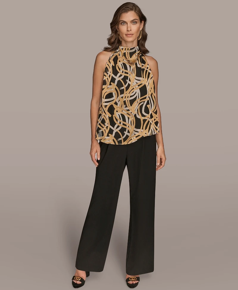 Donna Karan New York Women's Pleated Shoulder Novelty Burnout Halter Top