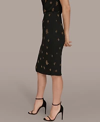 Donna Karan New York Women's Metallic Bead Embellished Pencil Skirt