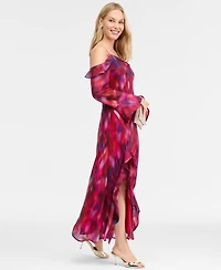 I.n.c. International Concepts Women's Ruffled Cold-Shoulder Dress, Macy's Exclusive