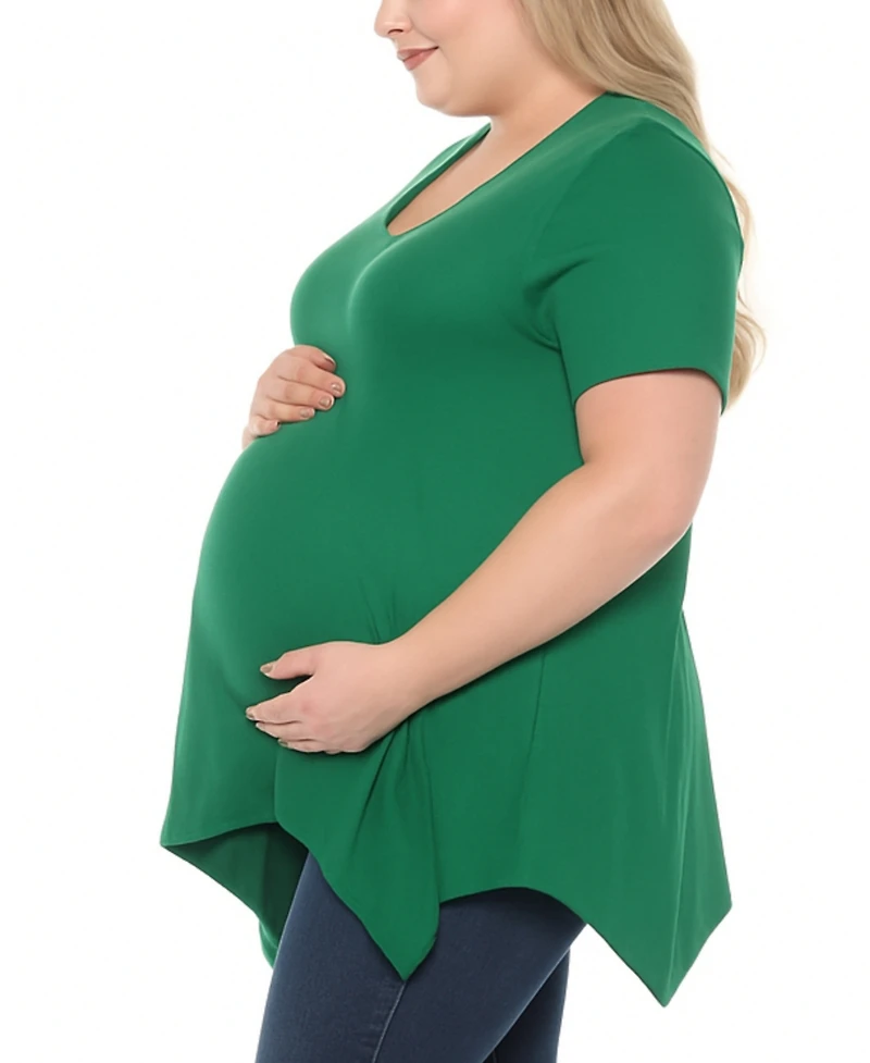 White Mark Plus Shirred Maternity Top