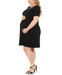 White Mark Plus Criss Cross Neckline Maternity Dress