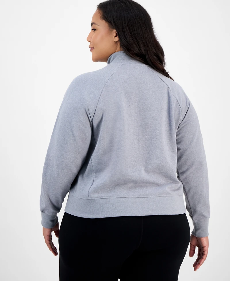 Id Ideology Plus Heathered Quarter-Zip Fleece Top, Macy's Exclusive