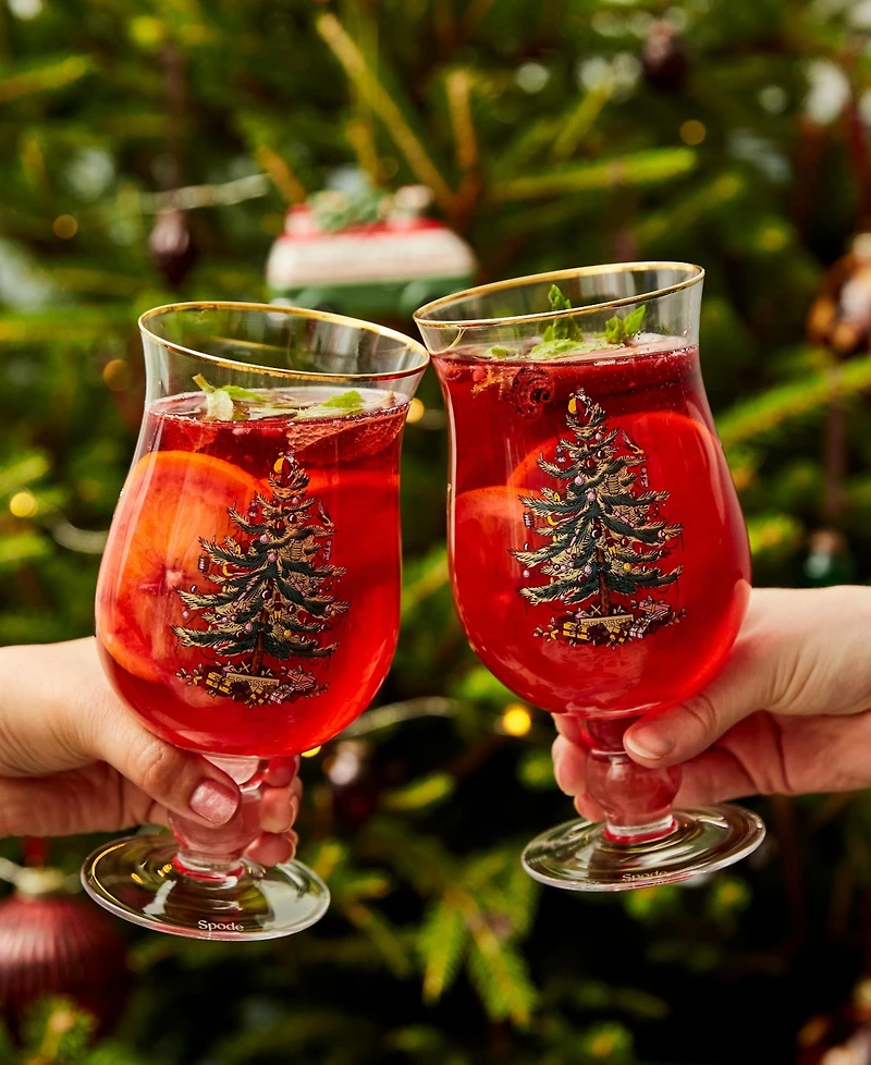Spode Christmas Tree Tulip Glasses, Set of 4