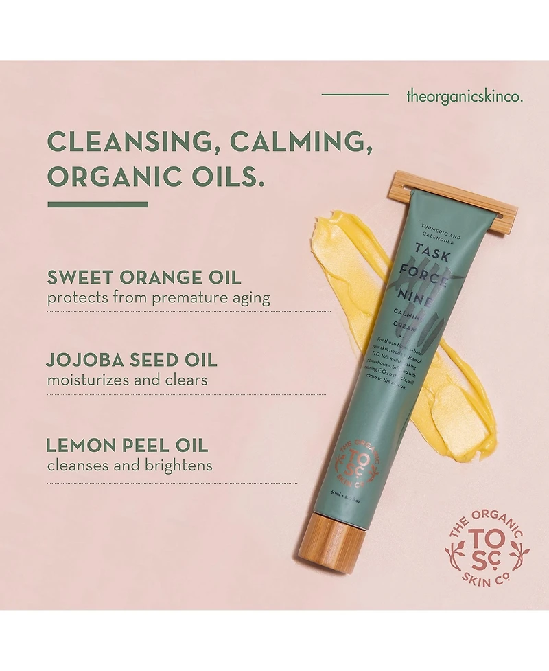 The Organic Skin Co Task Force Nine Calming Cream & Organic Face Moisturizer | Calming Calendula Cream For Sensitive & Irritated Skin | For Men and Wo