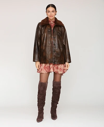 Avec Les Filles Women's Contrast Collar Coat