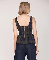 Avec Les Filles Women's Plaid Peplum Top