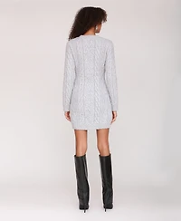 Avec Les Filles Women's Long Sleeve Cable Knit Mini Dress