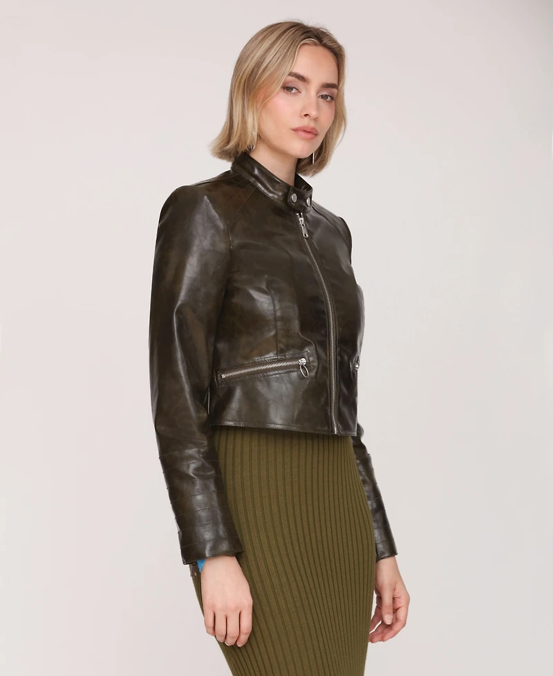 Avec Les Filles Women's Cropped Moto Jacket