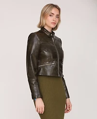 Avec Les Filles Women's Cropped Moto Jacket