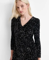 Dkny Women's Long Sleeve Sequin Shift Dress