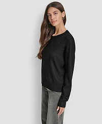 Dkny Women's Sparkle Hotfix Long Sleeve Sweater