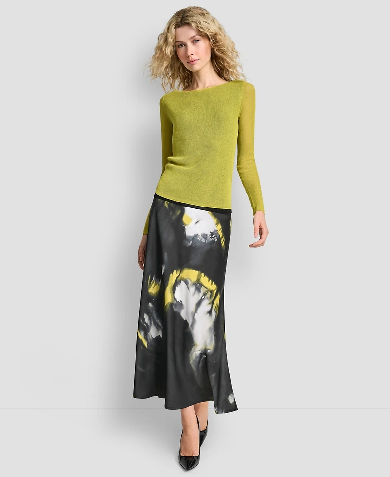 Dkny Women's Double-Layer Color Block Long Sleeves Sweater