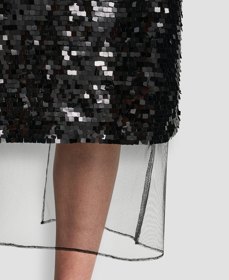 Dkny Women's Sequined Layered Mesh Skirt