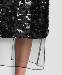 Dkny Women's Sequined Layered Mesh Skirt