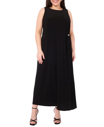 Vince Camuto Plus Gathered Twist with Gold Trim Ring Maxi Dress