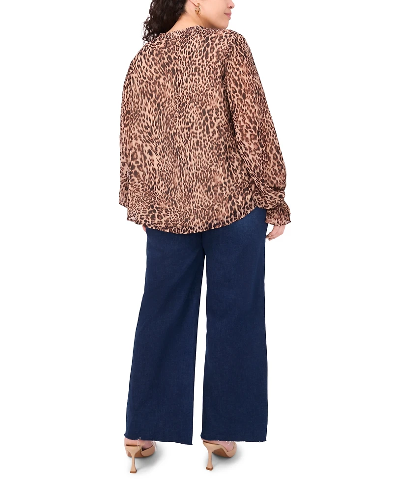 Vince Camuto Plus Long Sleeve V-Neck Top