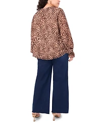 Vince Camuto Plus Long Sleeve V-Neck Top