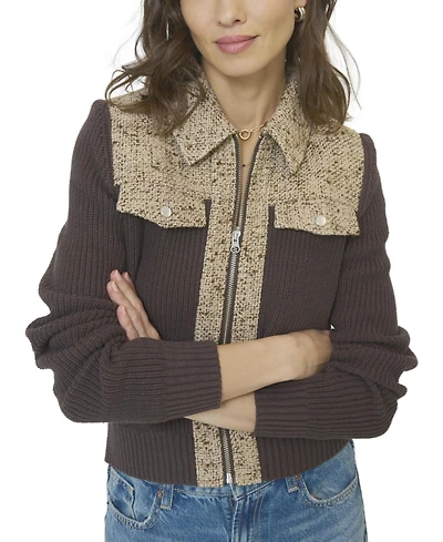 Central Park West Women's Halsey Tweed And Sweater Jacket